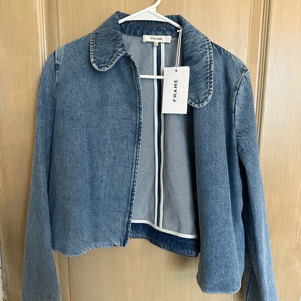 Frame Denim cropped Classic Blue denim Jacket